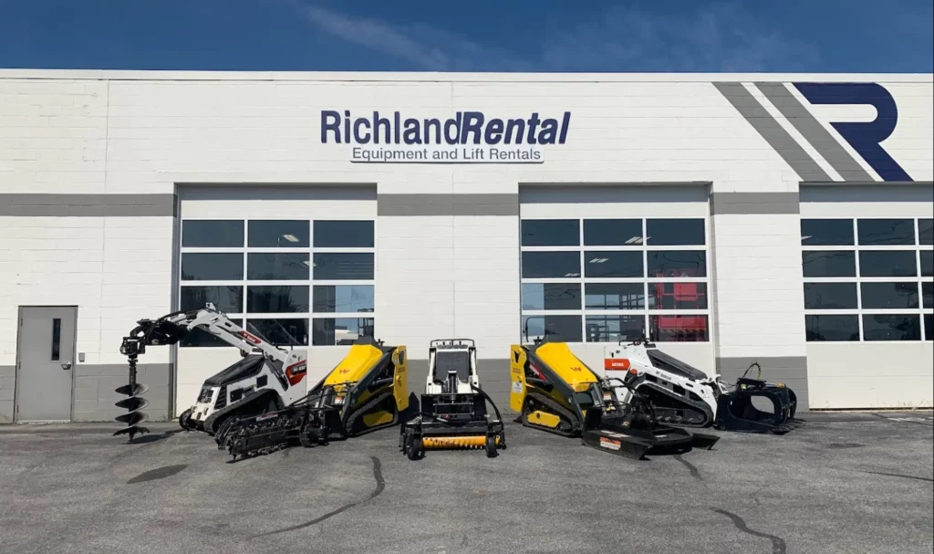 A picture of some rental equipment in front of the Richland Rental Shop